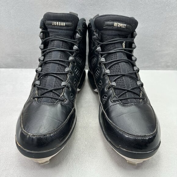 Mens 11.5 Nike Air Jordan 9 Retro RE2PECT Metal Baseball Cleats Black Jeter - Picture 2 of 8